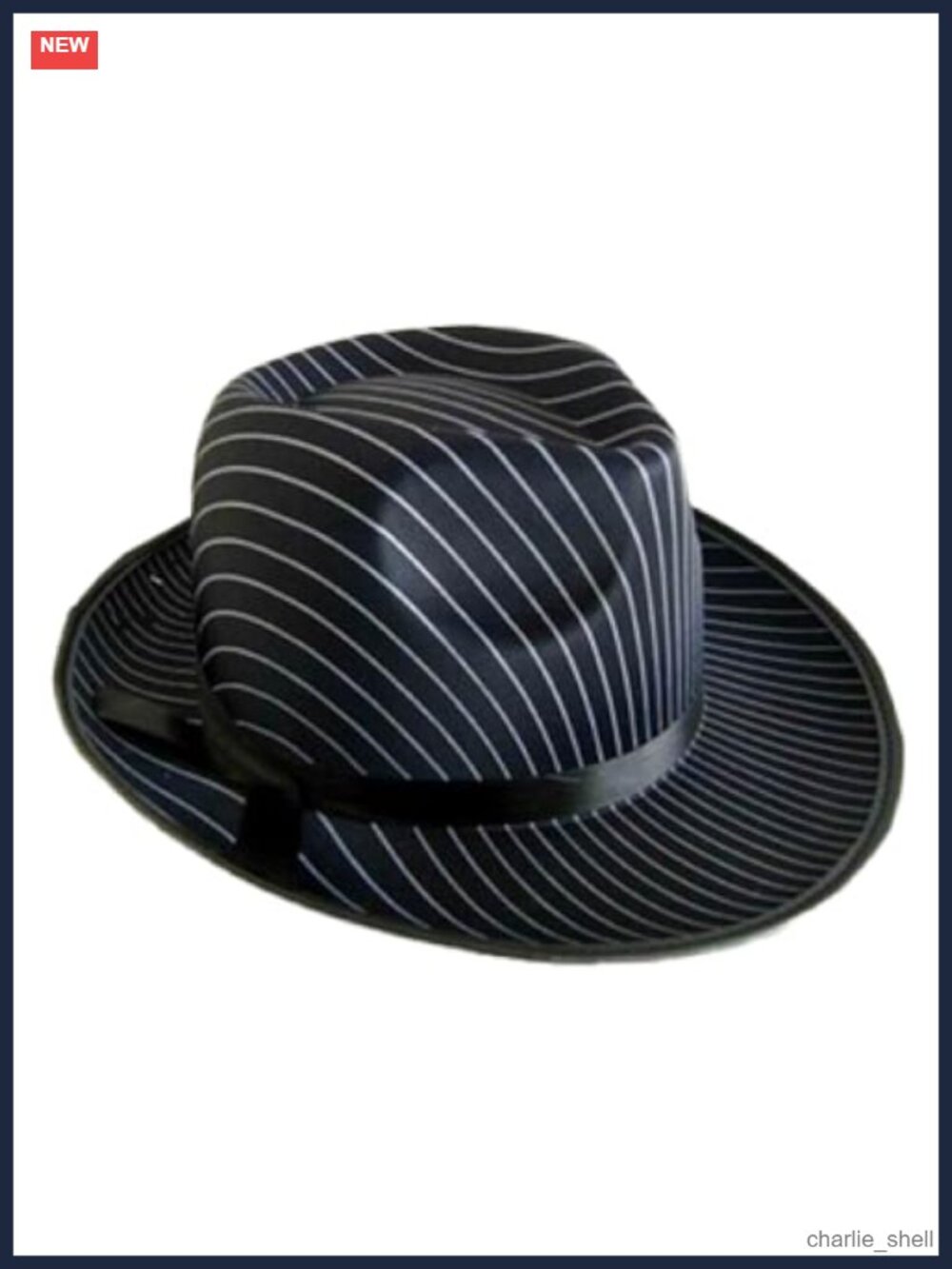 White Pinstripe Gangster Fedora Hat Zoot Suit Costume Accessory